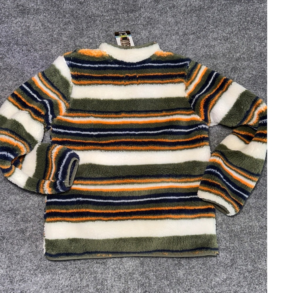 Hurley Boys Sherpa Quarter Zip Pullover Fern Green Striped Fleece XL 14/16 NEW - Picture 6 of 7